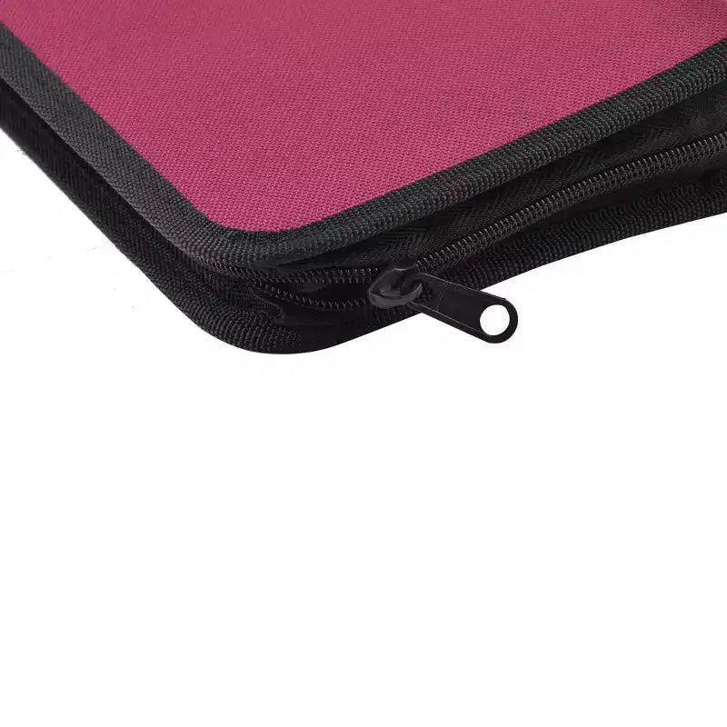 Custodia per CD/DVD con cerniera a doppia faccia, capacità 80 dischi, nera e rossa, 11,5"x6"