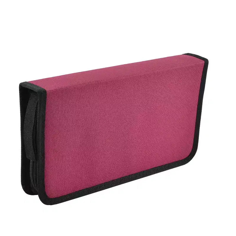 Custodia per CD/DVD con cerniera a doppia faccia, capacità 80 dischi, nera e rossa, 11,5"x6"