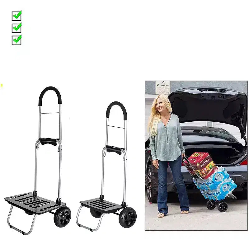 Carrello della Spesa Pieghevole con Borsa Rimovibile e Ruote, Carrello a Mano Portatile