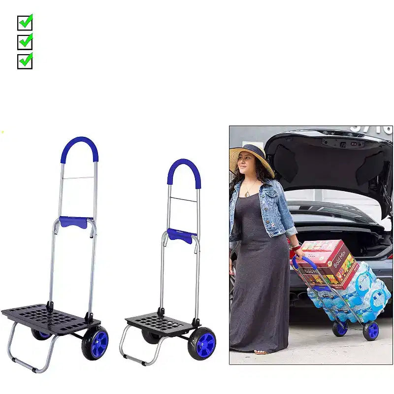 Carrello della Spesa Pieghevole con Borsa Rimovibile e Ruote, Carrello a Mano Portatile