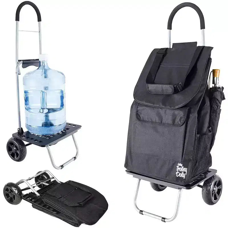 Carrello della Spesa Pieghevole con Borsa Rimovibile e Ruote, Carrello a Mano Portatile