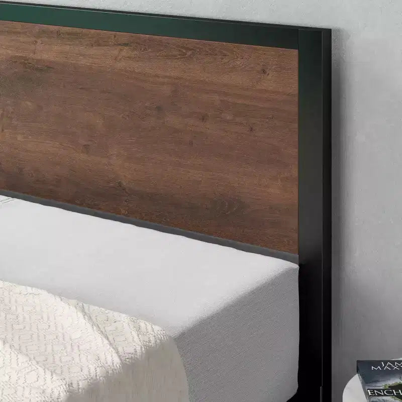Struttura letto a piattaforma in metallo con 30 cm di spazio, marrone, non richiede rete a molle